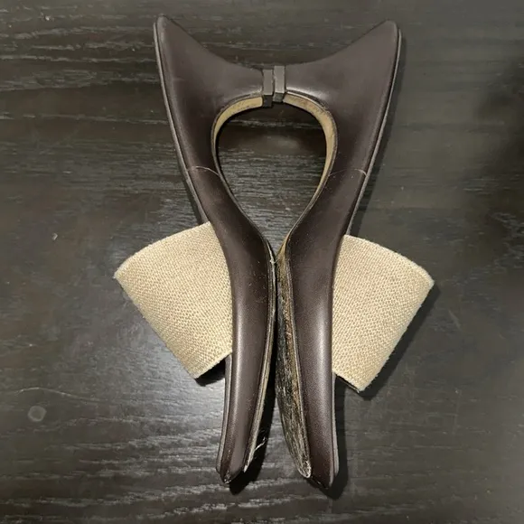 DONALD J PLINER Leather Heeled Sandals Open Toe Brown Tan Size 7.5 Made in Italy