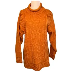 Donegal Collection by Magee Sweater Burnt Orange Irish 100% wool Artisan Cable