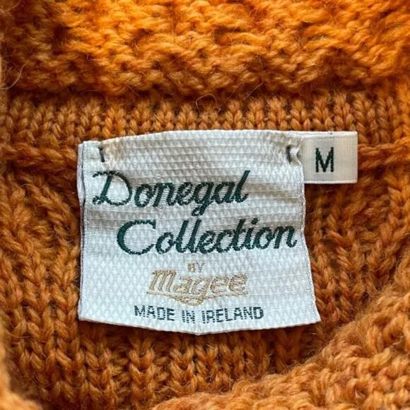 Donegal Collection by Magee Sweater Burnt Orange Irish 100% wool Artisan Cable