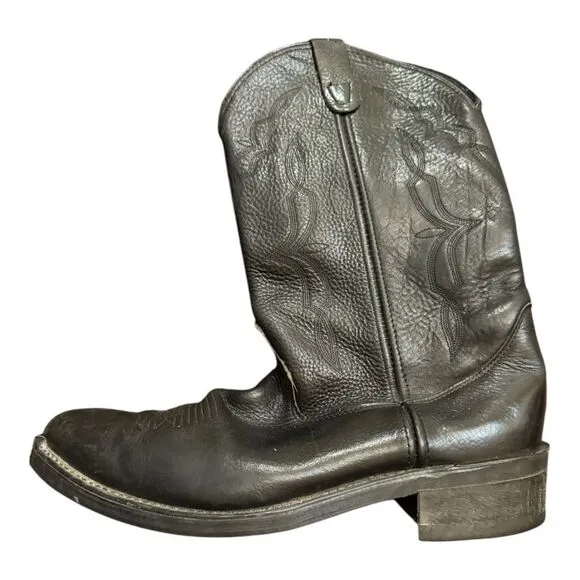 Double H black leather mens cowboy boots size 11.5 oil resistant