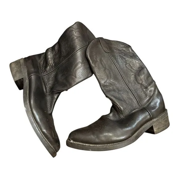 Double H black leather mens cowboy boots size 11.5 oil resistant