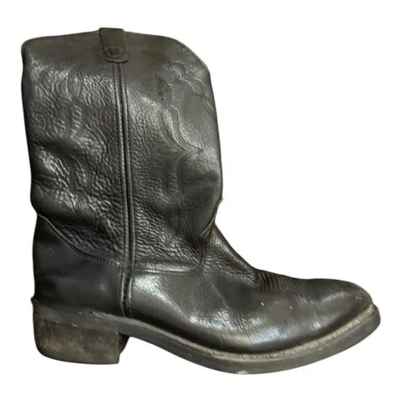 Double H black leather mens cowboy boots size 11.5 oil resistant