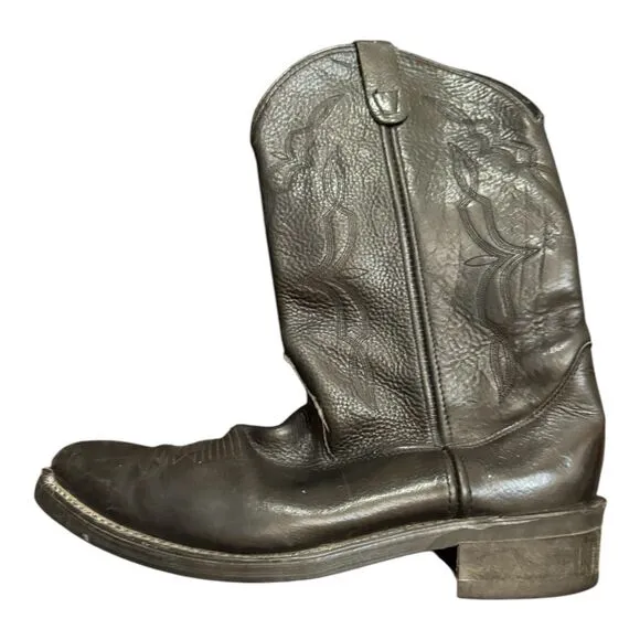 Double H black leather mens cowboy boots size 11.5 oil resistant
