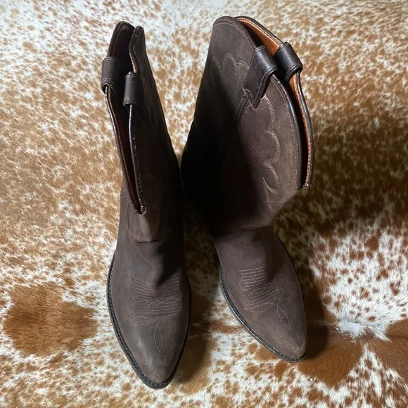 Double H Brown Shoes Western Cowboy Leather Pointed Toe Heeled Boots