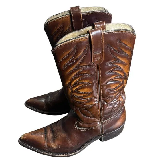 Double H Cowboy Boots Mens 10.5D HH Brown Pointed Toe Ranch Rodeo Workwear USA