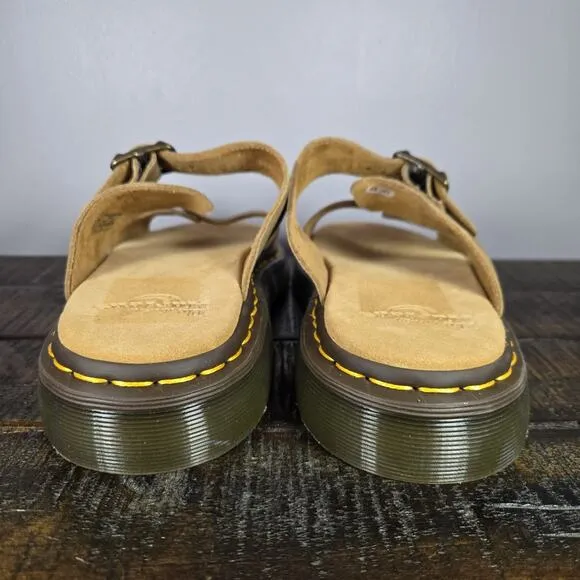 Dr Doc Martens Josef Sandals Mens 10 Brown Leather Shoes Strappy Buckle
