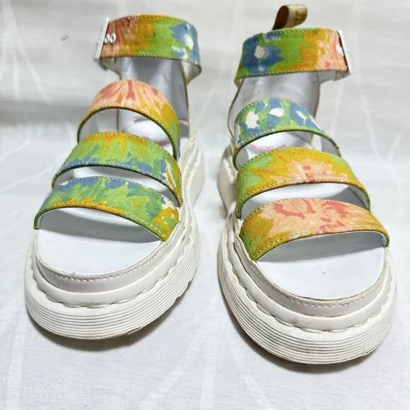 Dr. Doc Martens sz 6 Clarissa Womens Vegan Platform Sandals Floral White/White