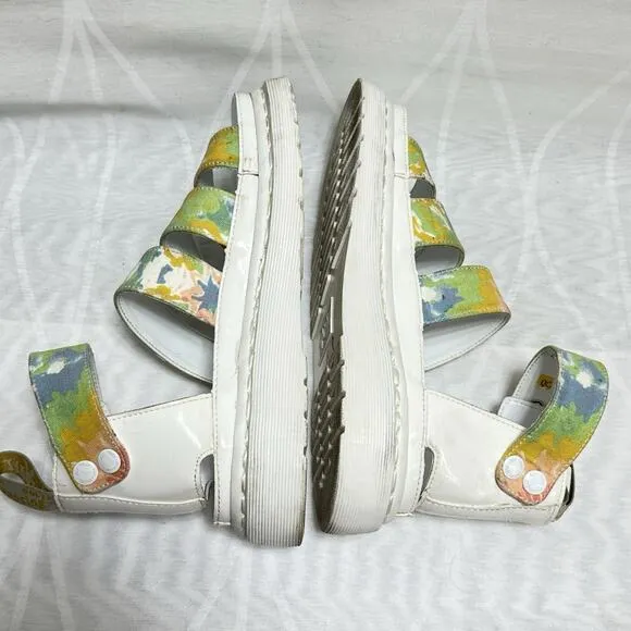 Dr. Doc Martens sz 6 Clarissa Womens Vegan Platform Sandals Floral White/White