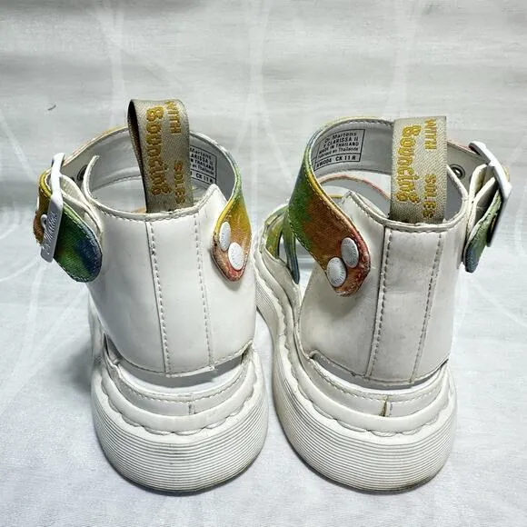 Dr. Doc Martens sz 6 Clarissa Womens Vegan Platform Sandals Floral White/White