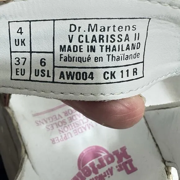 Dr. Doc Martens sz 6 Clarissa Womens Vegan Platform Sandals Floral White/White