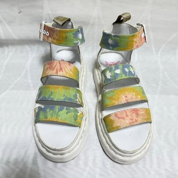 Dr. Doc Martens sz 6 Clarissa Womens Vegan Platform Sandals Floral White/White