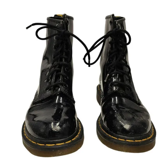 Dr. Marten 1460 Boots Women’s Size 8 Black Patent Vegan Leather Combat Boots