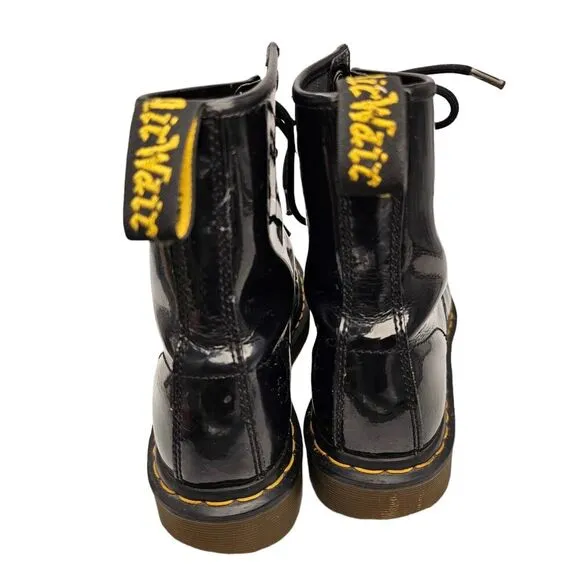 Dr. Marten 1460 Boots Women’s Size 8 Black Patent Vegan Leather Combat Boots
