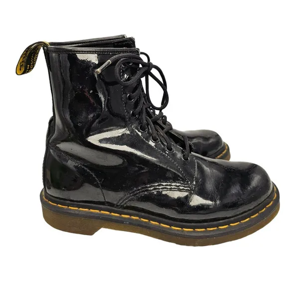 Dr. Marten 1460 Boots Women’s Size 8 Black Patent Vegan Leather Combat Boots
