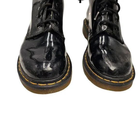 Dr. Marten 1460 Boots Women’s Size 8 Black Patent Vegan Leather Combat Boots