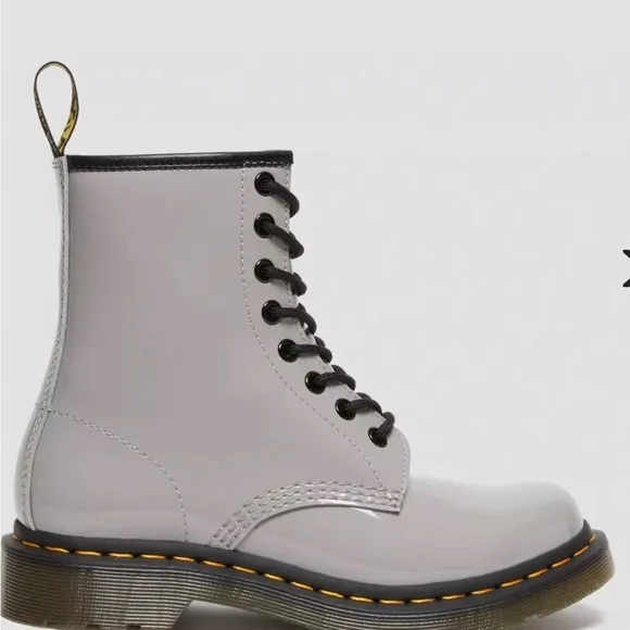 Dr Martens 1460 Women's Patent Leather glossy‎ gray Lace Up Boots size 9 new