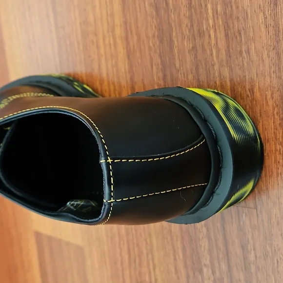 Dr Martens 1461 Black Leather Oxford Shoes Black &amp; Yellow  Marbled Sole M8, W9