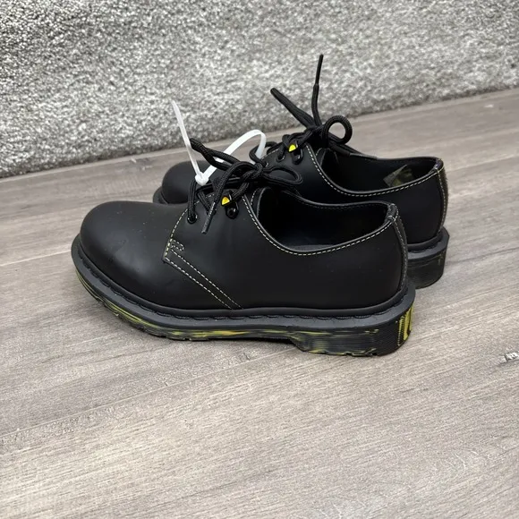 Dr. Martens 1461 Marbled Sole Women's 6 Mens 5 Black Yellow Leather Oxford Shoes