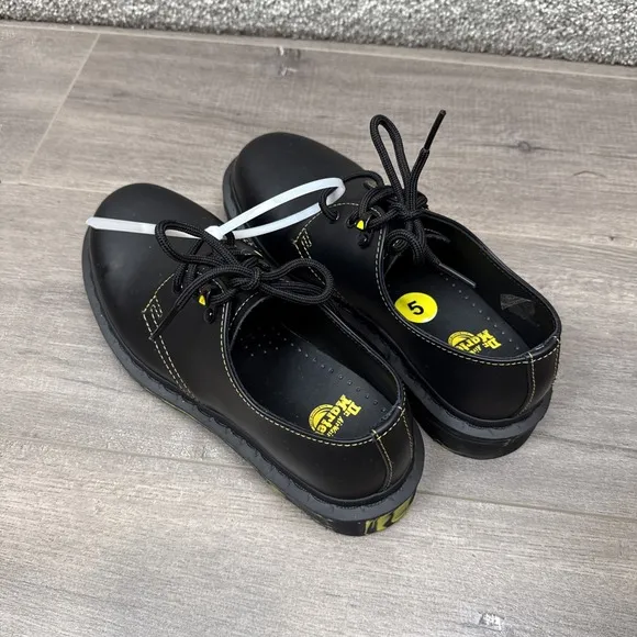 Dr. Martens 1461 Marbled Sole Women's 6 Mens 5 Black Yellow Leather Oxford Shoes