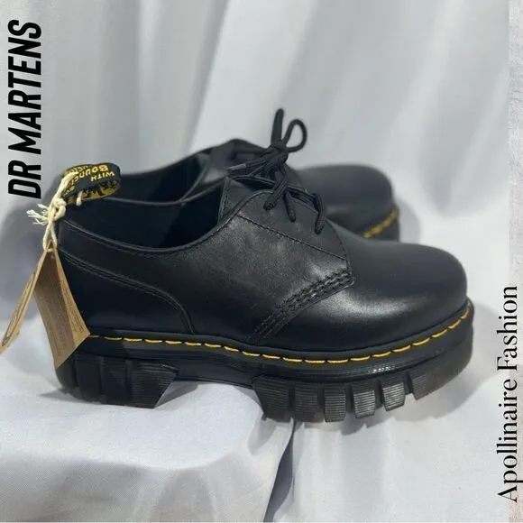 DR MARTENS AUDRICK NAPPA LEATHER PLATFORM SHOES IN BLACK 10 LADIES NWT