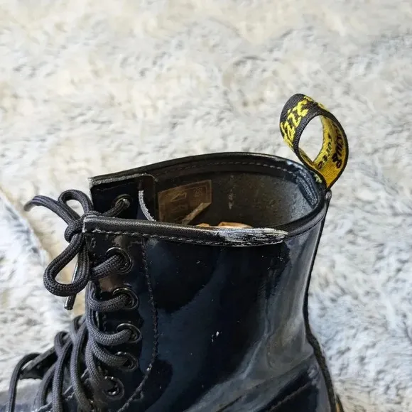 Dr. Martens Black 1460 Patent Leather Shiny Leather Boots Combat Lace Up Size 5