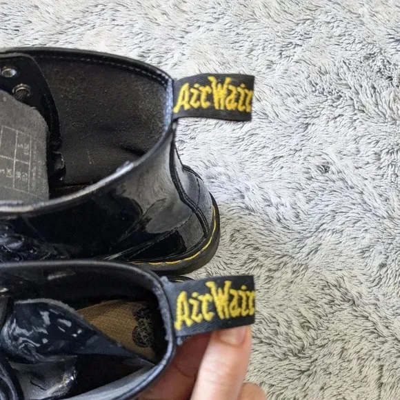 Dr. Martens Black 1460 Patent Leather Shiny Leather Boots Combat Lace Up Size 5