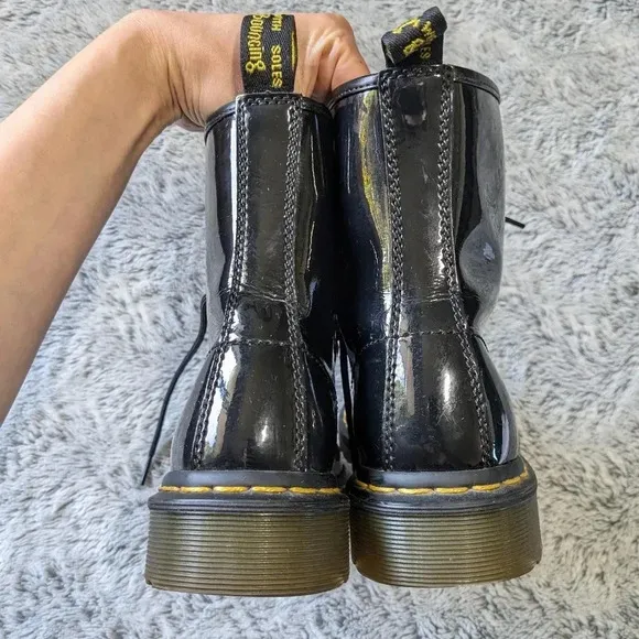 Dr. Martens Black 1460 Patent Leather Shiny Leather Boots Combat Lace Up Size 5