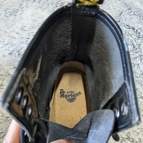 Dr. Martens Black 1460 Patent Leather Shiny Leather Boots Combat Lace Up Size 5