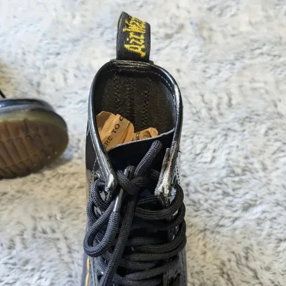 Dr. Martens Black 1460 Patent Leather Shiny Leather Boots Combat Lace Up Size 5