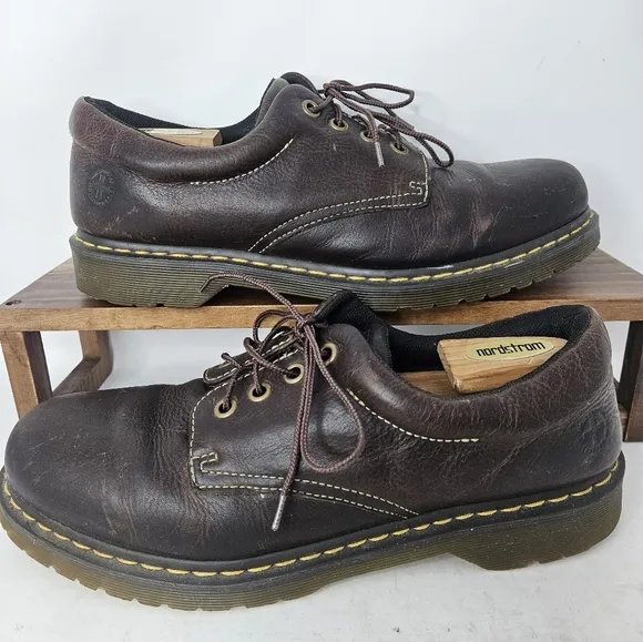 Dr. Martens Brown Oxfords with Classic Round Toe and Thick Soles