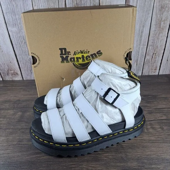 DR Martens Clarissa II Leather Platform Sandals Women's Sz 9 Blaire White (NIB)