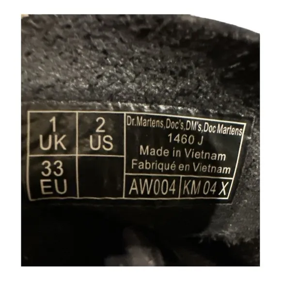 Dr. Martens Kids' 1460 Leather Boots (Youth) Size 2 Black Doc Martens