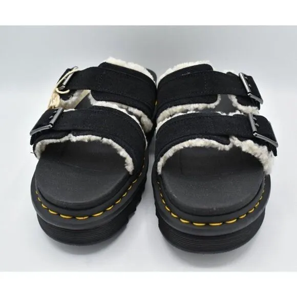 Dr Martens Mens Size 12 Myles Black Suede Buckle Slide Sandals Shoes