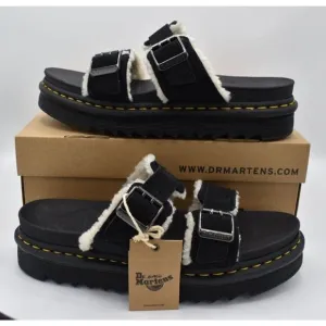 Dr Martens Mens Size 12 Myles Black Suede Buckle Slide Sandals Shoes