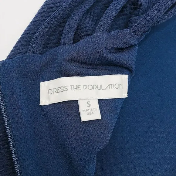 Dress The Population Gwen Midi Dress Navy Blue Classic Stunning Women's size S