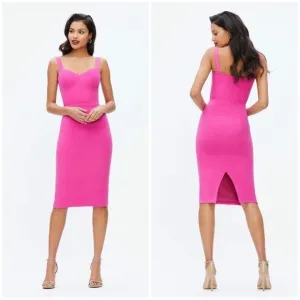 DRESS THE POPULATION Nicole Modern Fuchsia Cocktail Dress