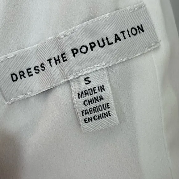 Dress the Population Ramona Lace Popover Bodice Trumpet Gown Dress White S NWT