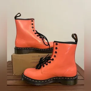 Dr.Martens 1460 Patent Leather Lace Up Boots Coral US Women 8/UK 6(30713695)$170