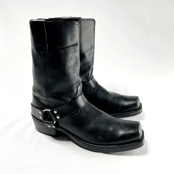 Durango Men’s Genuine Leather Harness Biker Cowboy Boots Black Size 13
