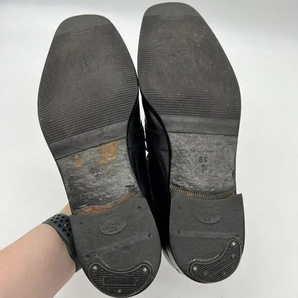 E5 SALVATORE FERRAGAMO Black Leather Split Toe Horsebit Loafer Shoes Size 8.5 D