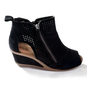 Earth Women’s Cosmos Black Suede Open Toe Zip Bootie Sandals - Size 10W