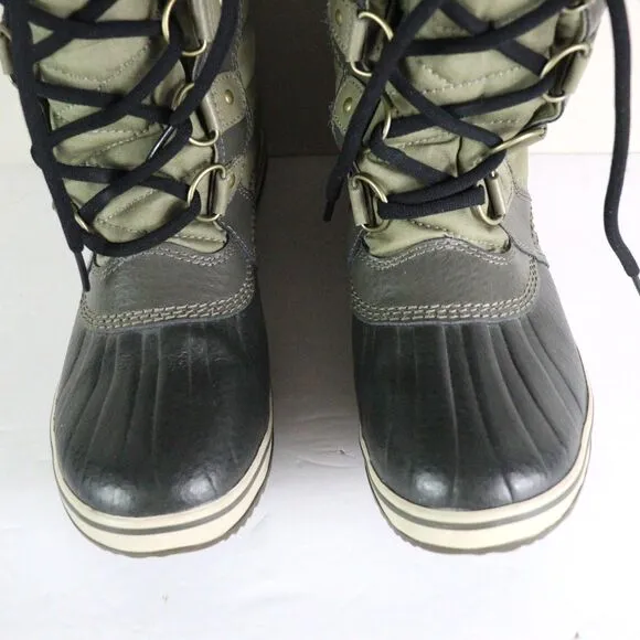 EC Sorel Tofino II Boots Green Faux Fur Cuff Waterproof 8