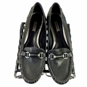 ECCO 035429 Black Horse Bit Slip-On Leather Loafer Shoe Womens Size 40, US 9-9.5