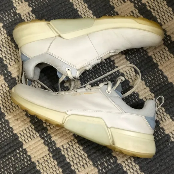 Ecco BIOM® H4 Golf Leather White Blue Gore-tex Waterproof Shoes sz 39EU 8 8.5 EW