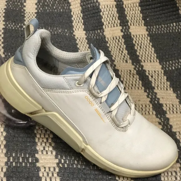 Ecco BIOM® H4 Golf Leather White Blue Gore-tex Waterproof Shoes sz 39EU 8 8.5 EW