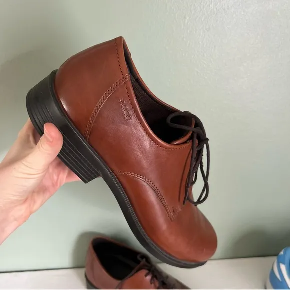 Ecco Brown Leather Oxford Dress Shoes EU 43