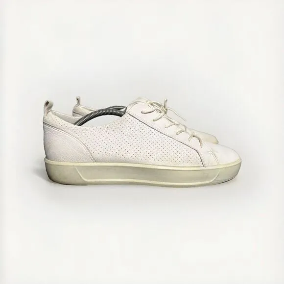 ECCO Danish Design Fashion Sneakers Shoes Size 10 Men's Perforated Leather White