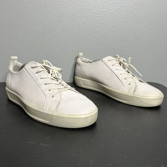 ECCO Danish Design Fashion Sneakers Shoes Size 10 Men's Perforated Leather White