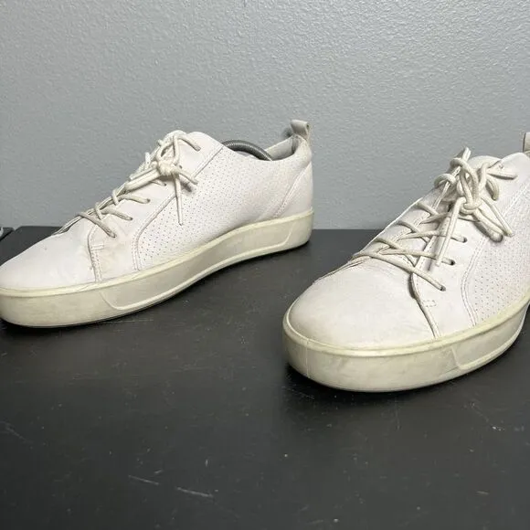 ECCO Danish Design Fashion Sneakers Shoes Size 10 Men's Perforated Leather White