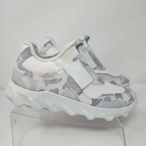 Ecco Hiking Shoes Womens 8.5 Gray Camouflage MX Slip On Sneakers Logo Streetwear